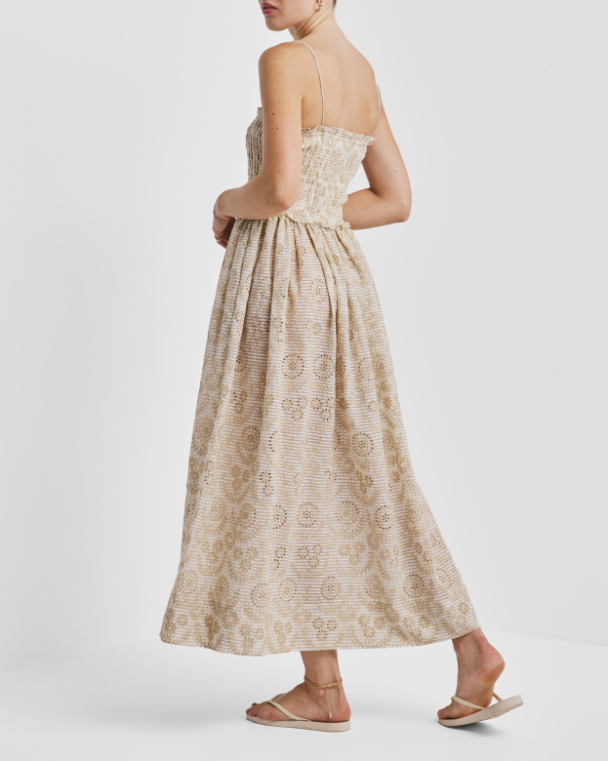Checks Bandeau Dress - Khaki  - Image 3