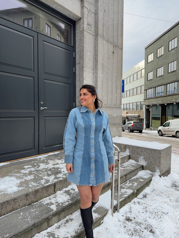 Faro Denim Dress - Light Blue Denim - Image 6