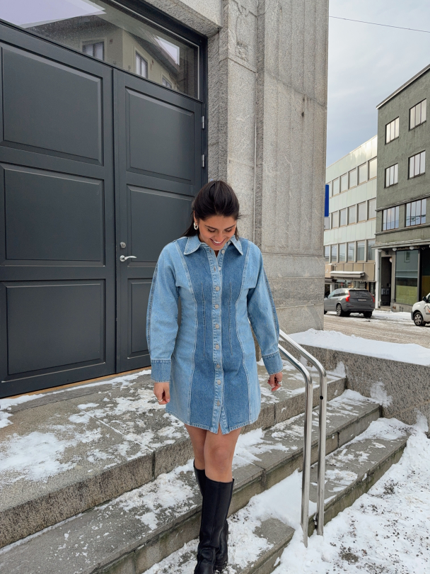 Faro Denim Dress - Light Blue Denim - Image 1