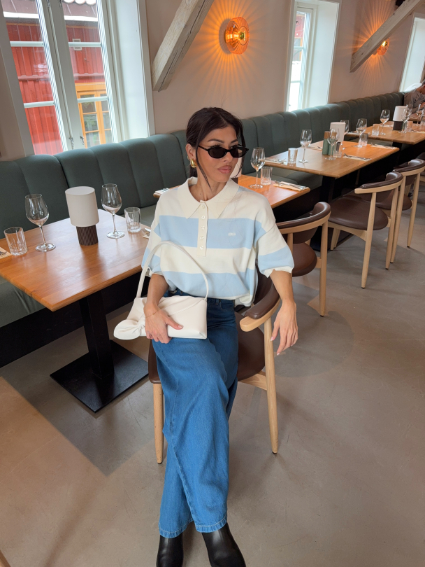 Maia Polo Pullover - Blue Finch Striped - Image 4