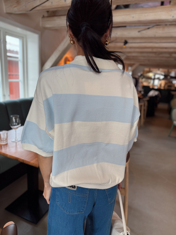 Maia Polo Pullover - Blue Finch Striped - Image 5