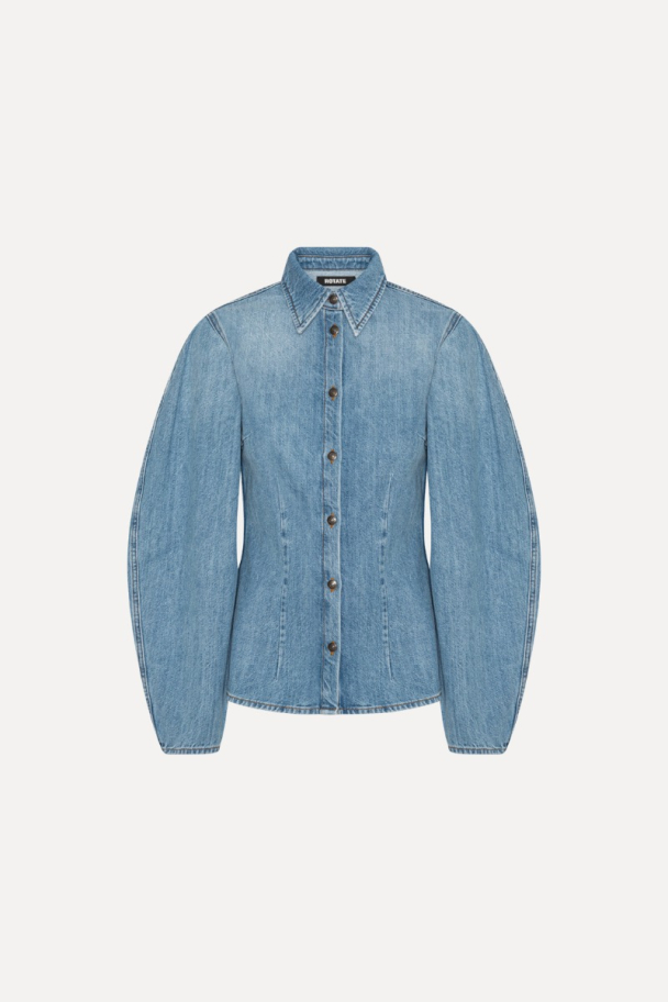Denim Fitted Shirt - Light Blue Denim - Image 2