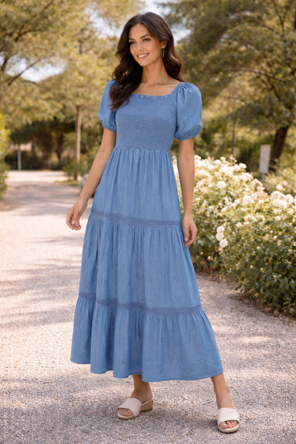 Marc Lauge Bea smock denimkjole - Image 5