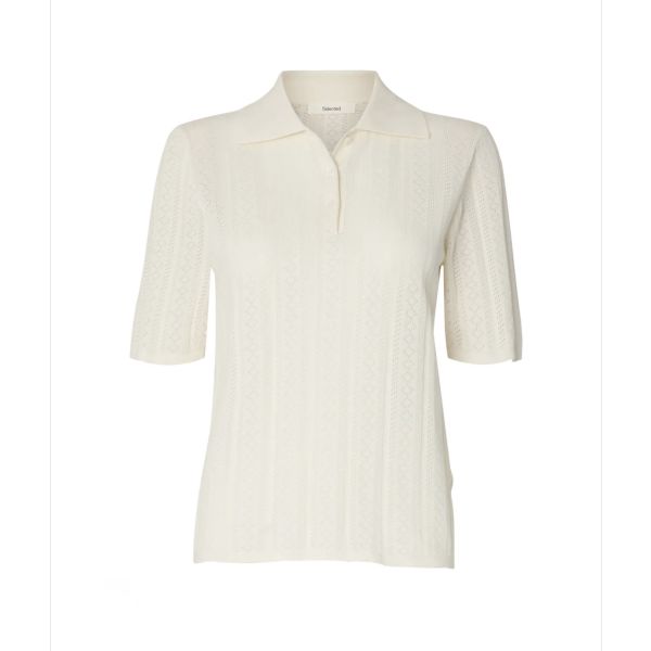 Toledo Structure 2/4 Knit Polo Neck - Snow White 