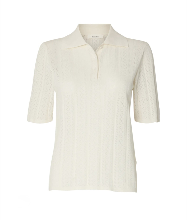 Toledo Structure 2/4 Knit Polo Neck - Snow White  - Image 1