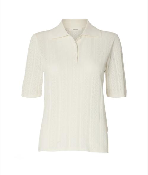 Toledo Structure 2/4 Knit Polo Neck - Snow White 