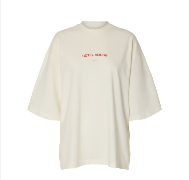Boxy Lia Hotel Amour Tee - Egret - Image 1