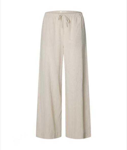 Luisa Wide Linen Blend Pant - Sandshell 