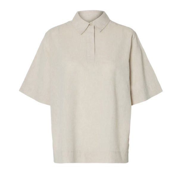 Luisa Linen Blend Polo - Sandshell - Image 1