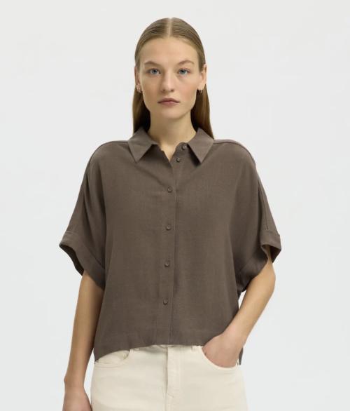 Viva Cropped Sun Shirt - Chocolate Chip 