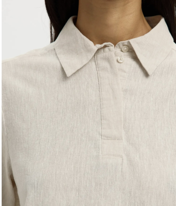 Luisa Linen Blend Polo - Sandshell - Image 3