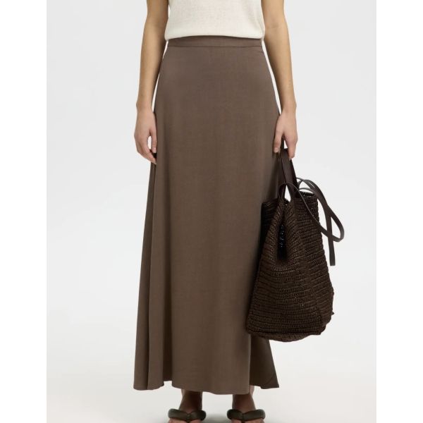 Viva Ankle Skirt Linen Blend - Chocolate Chip 