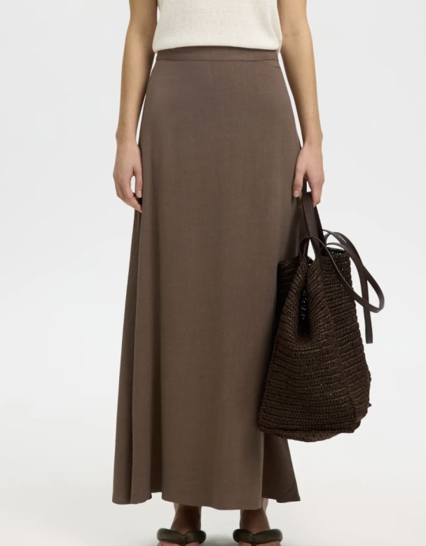 Viva Ankle Skirt Linen Blend - Chocolate Chip  - Image 1