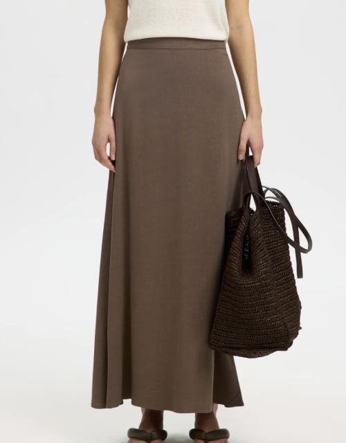 Viva Ankle Skirt Linen Blend - Chocolate Chip 