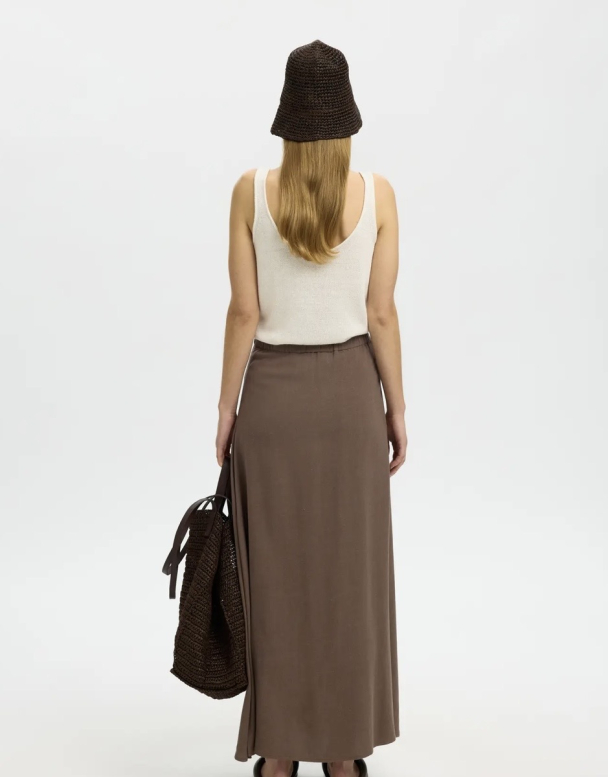 Viva Ankle Skirt Linen Blend - Chocolate Chip  - Image 3