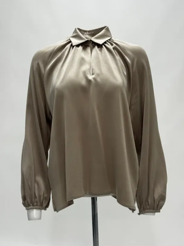 Amuse Hilde silkebluse, Canvas - Image 1