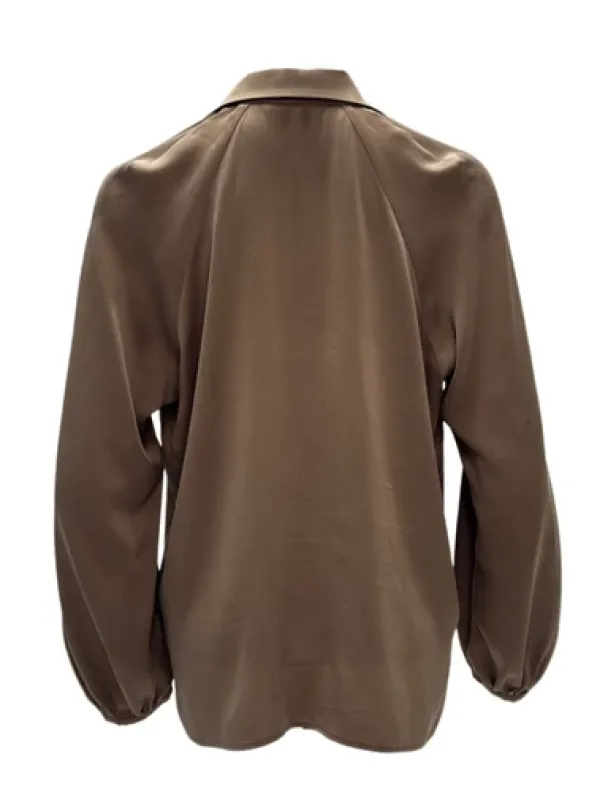 Amuse Hilde silkebluse, Caramel - Image 2