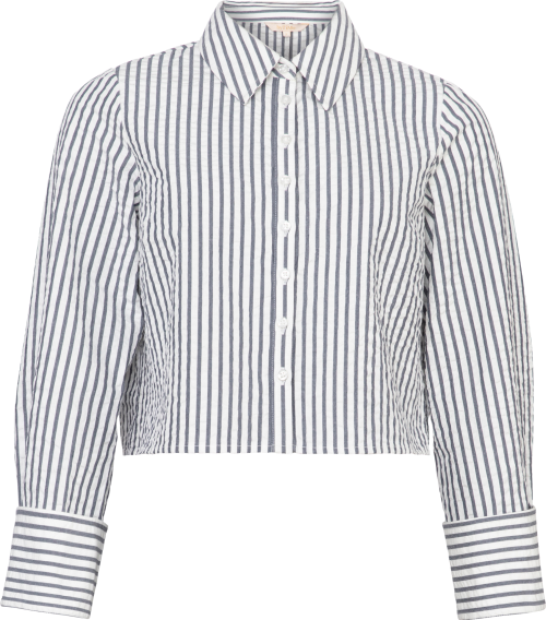 Seersucker Cropped Shirt - Marine Stripe