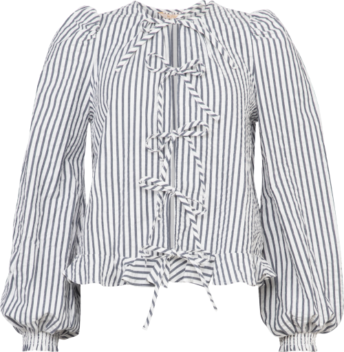 Seersucker Bow Blouse - Marine Stripe