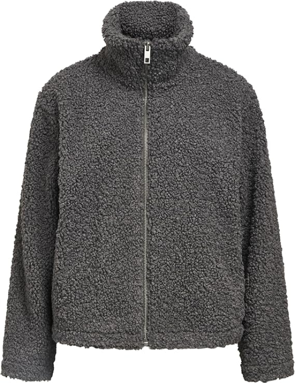 OBJFreya teddyjakke, grå