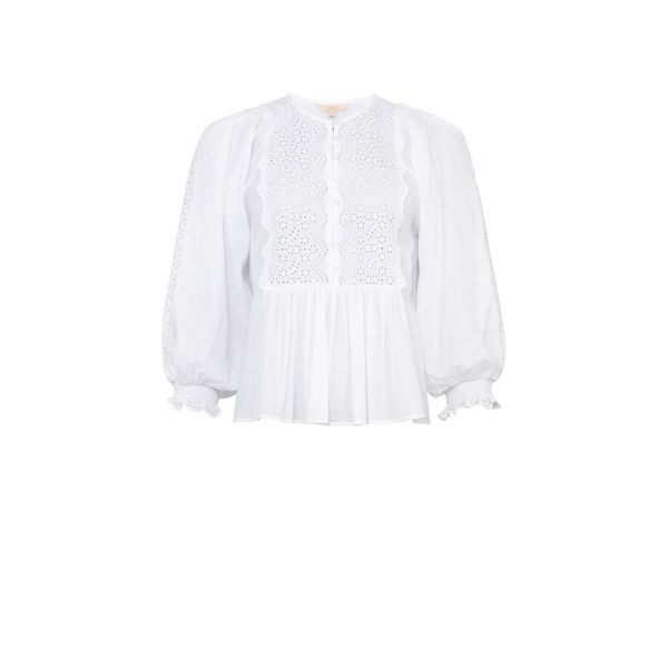 Cotton Slub Blouse - White