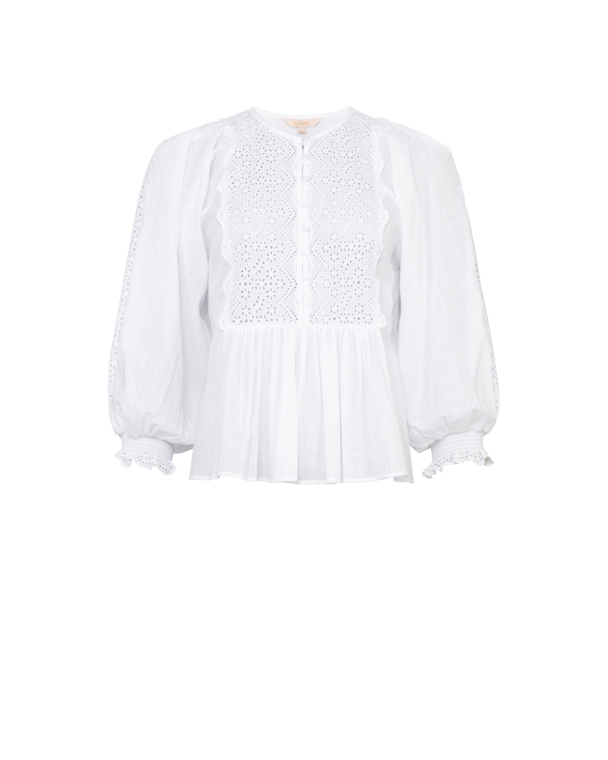 Cotton Slub Blouse - White - Image 2