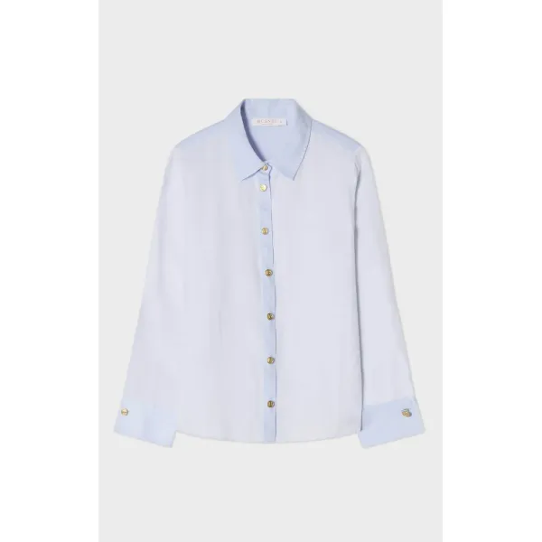 Nenne Ice Blue Linnen Blouse  |  Nenne Ice Blue Linnen Blouse fra Busnel