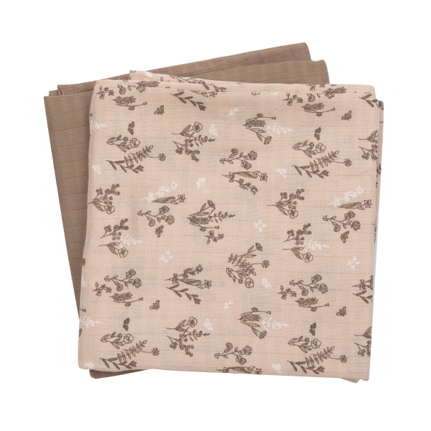 Flora Muslin Klut 2-pk - Nightingale/Balsam creme/Walnut - Image 2