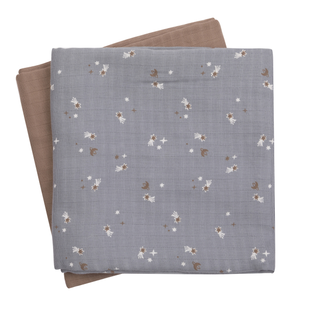 Stars Muslin Klut 2-pk - Jasmin blue/Balsam creme/Walnut - Image 2