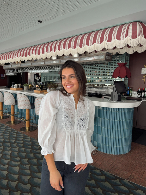 Cotton Slub Blouse - White - Image 4