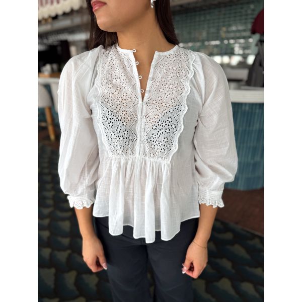 Cotton Slub Blouse - White