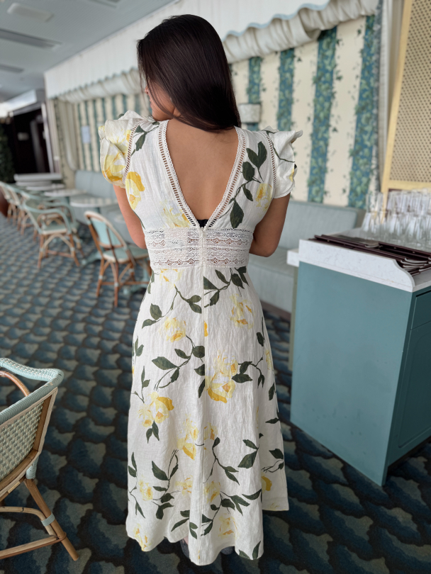 Linen V-Neck Dress - Sunlight - Image 7