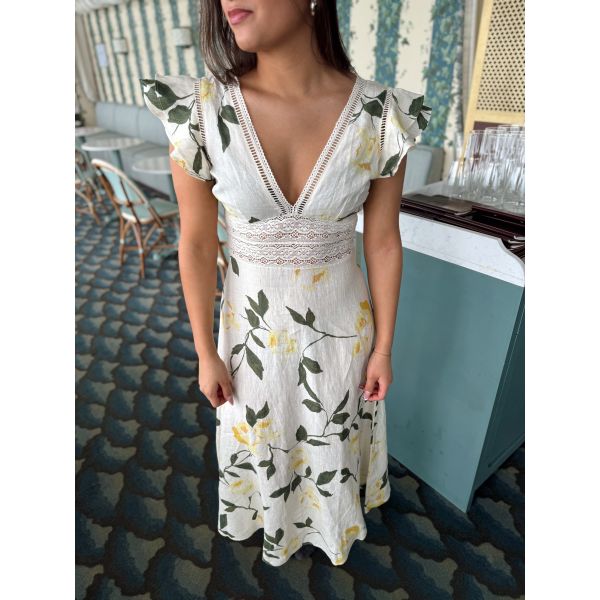 Linen V-Neck Dress - Sunlight