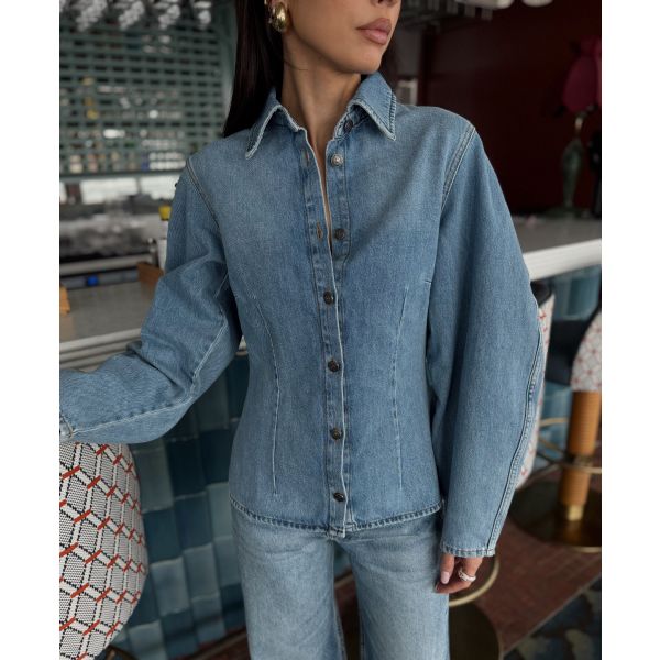 Denim Fitted Shirt - Light Blue Denim