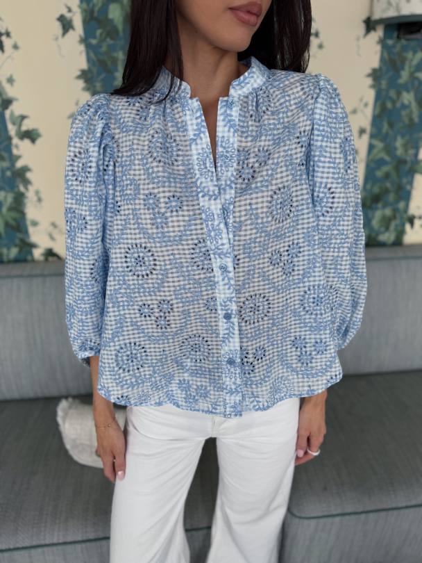 Checks Blouse - Light Blue  - Image 1