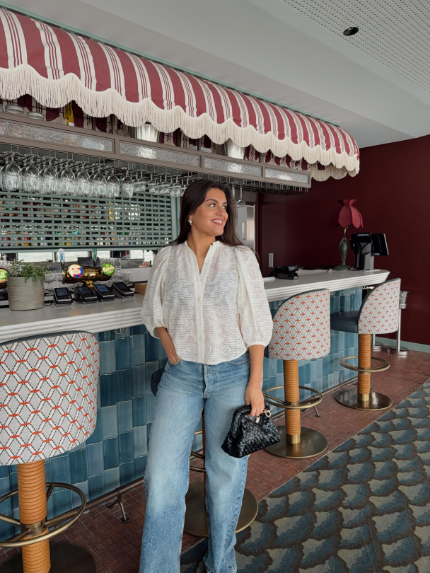 Checks Blouse - Off White  - Image 2