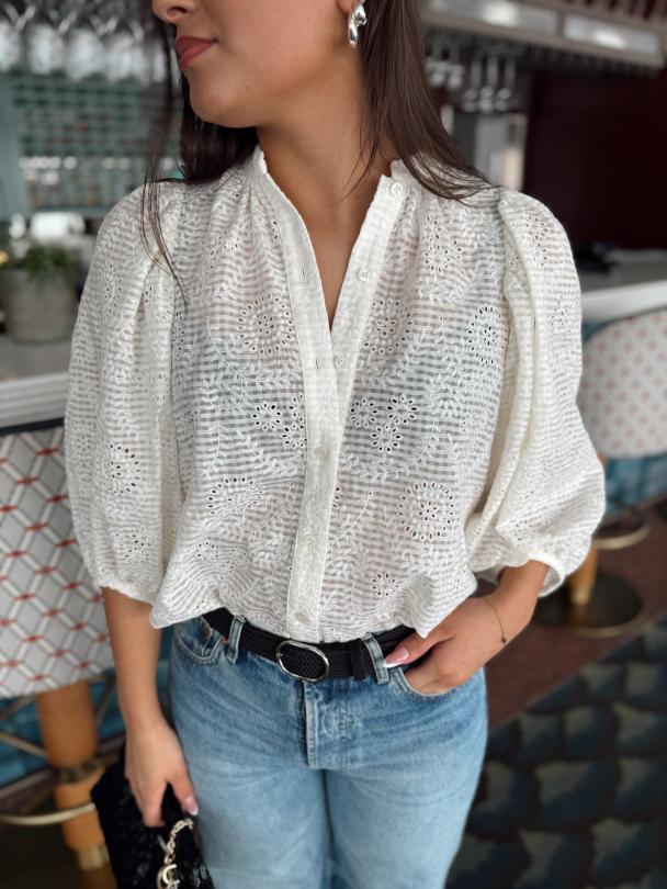 Checks Blouse - Off White  - Image 1