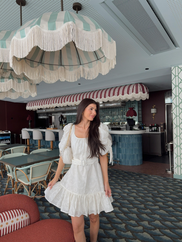 Checks Mini Shift Dress - Off White  - Image 2