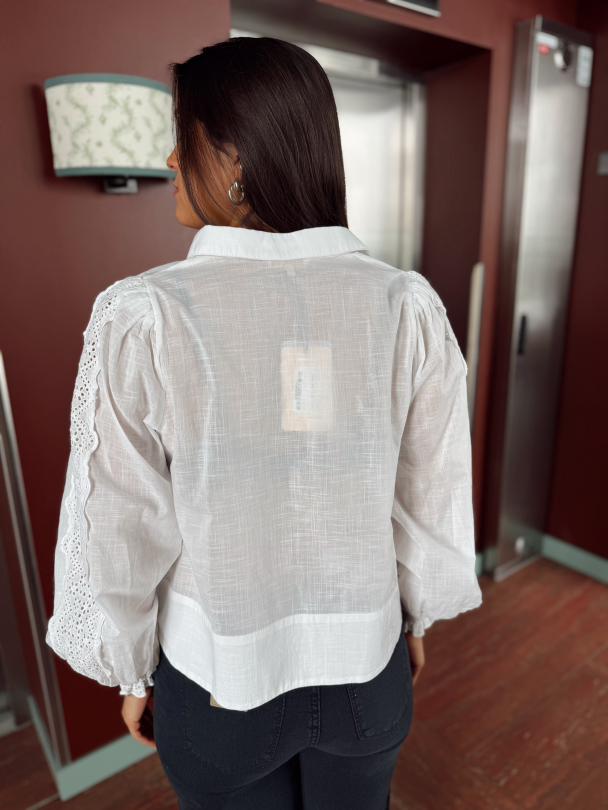 Cotton Slub Shirt - White  - Image 7
