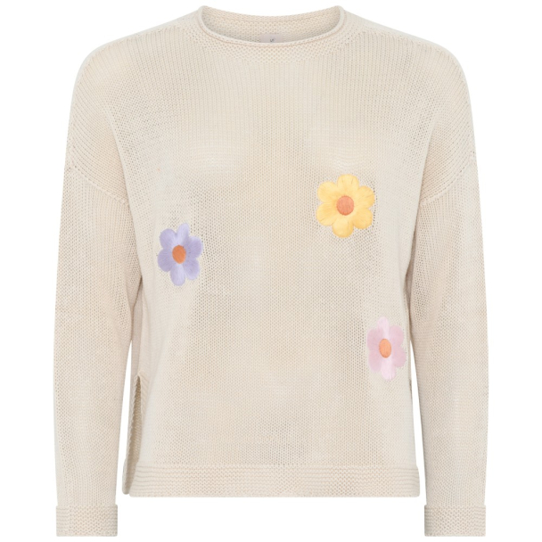 Genser m/blomster 4130 Beige - Image 2