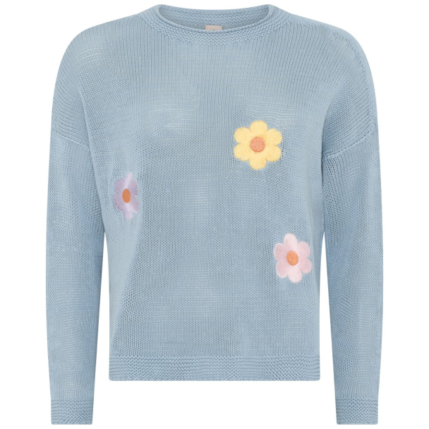 Genser m/blomster 4130 Blå - Image 2