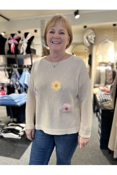 Genser m/blomster 4130 Beige