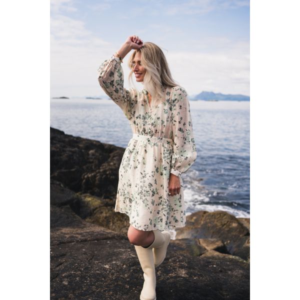 Anna dress AOP - Green Tint Flower 