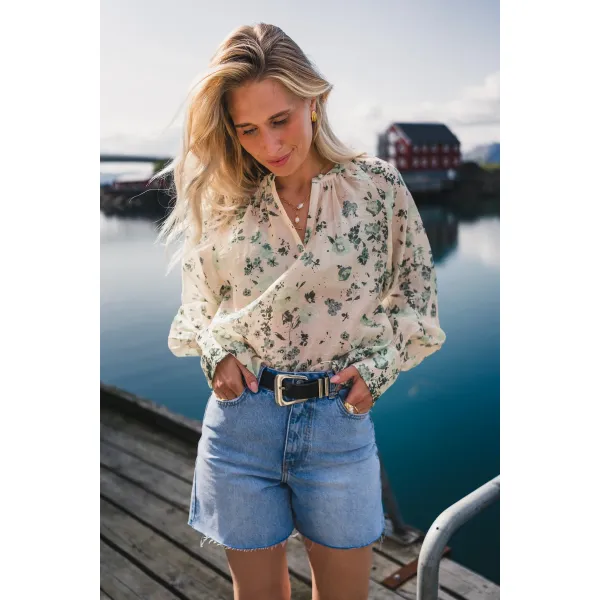 Anna Top AOP - Green Ting Flower 