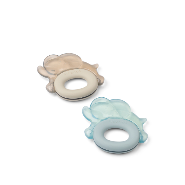 Rita Elephant Cooling Teether 2-pk - Sandy/Dove Blue - Image 1