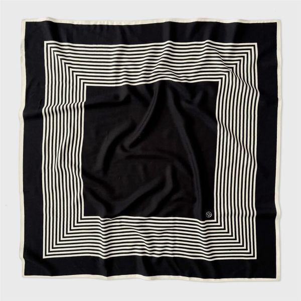 Striped Wool Scarf - black/cream