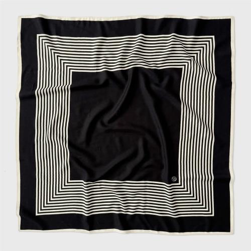 Striped Wool Scarf - black/cream