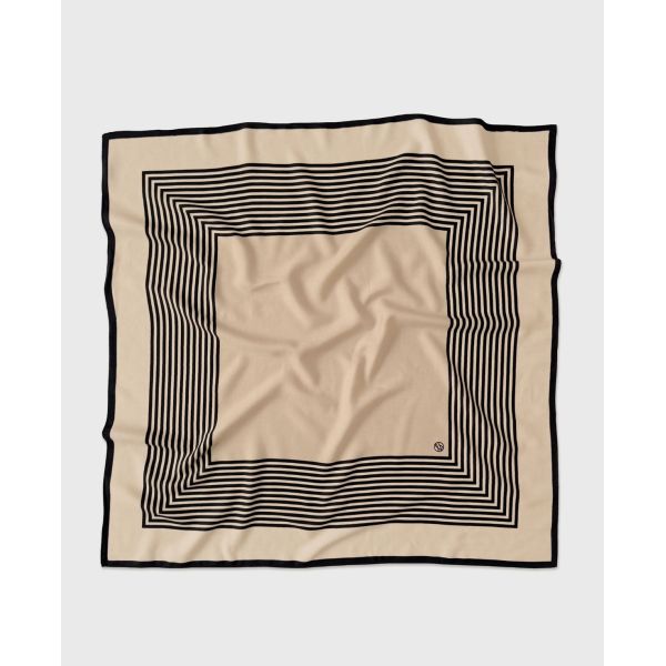 Striped Wool Scarf - sand/black 