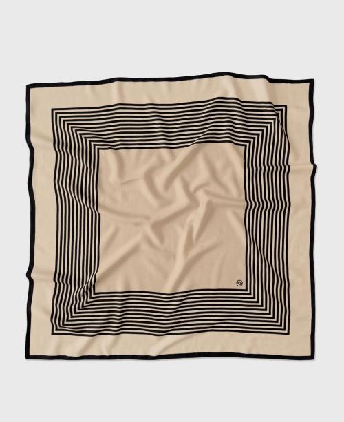 Striped Wool Scarf - sand/black 