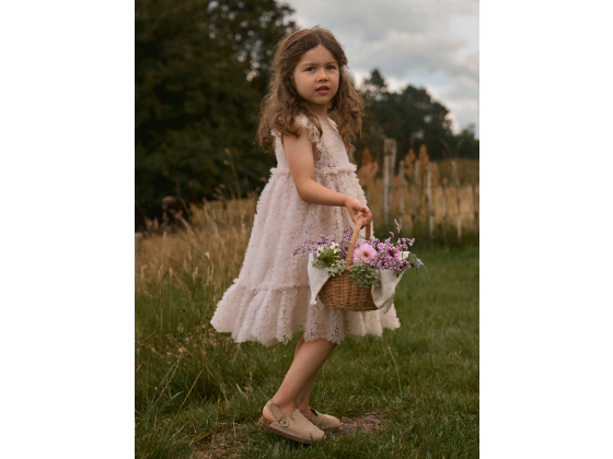 Fauna Tulle Dress, Pumice Stone - Lil' Atelier